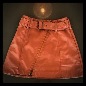 Free People Vegan Leather Mini Skirt - Angled Zip